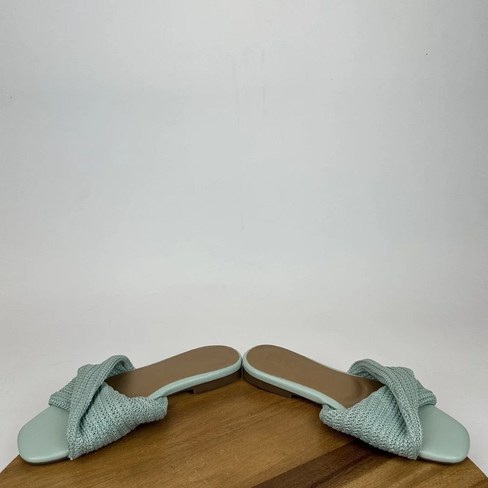 New NWOB‎ Womens Nordstrom Rack Chantelle Turquoise Slides Sandals Size 7.5 M